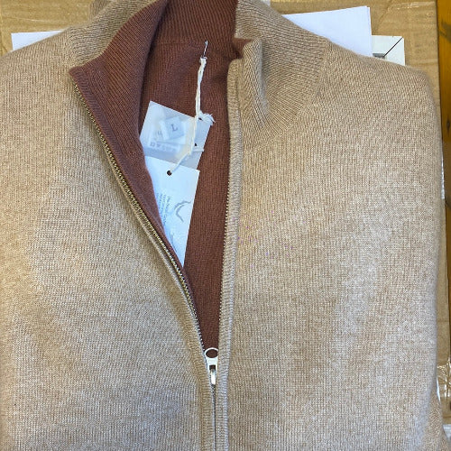 Gilet Réversible Cachemire Camel/Terre de Sienne