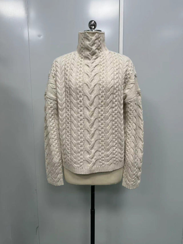 Pull Femme col haut ecru