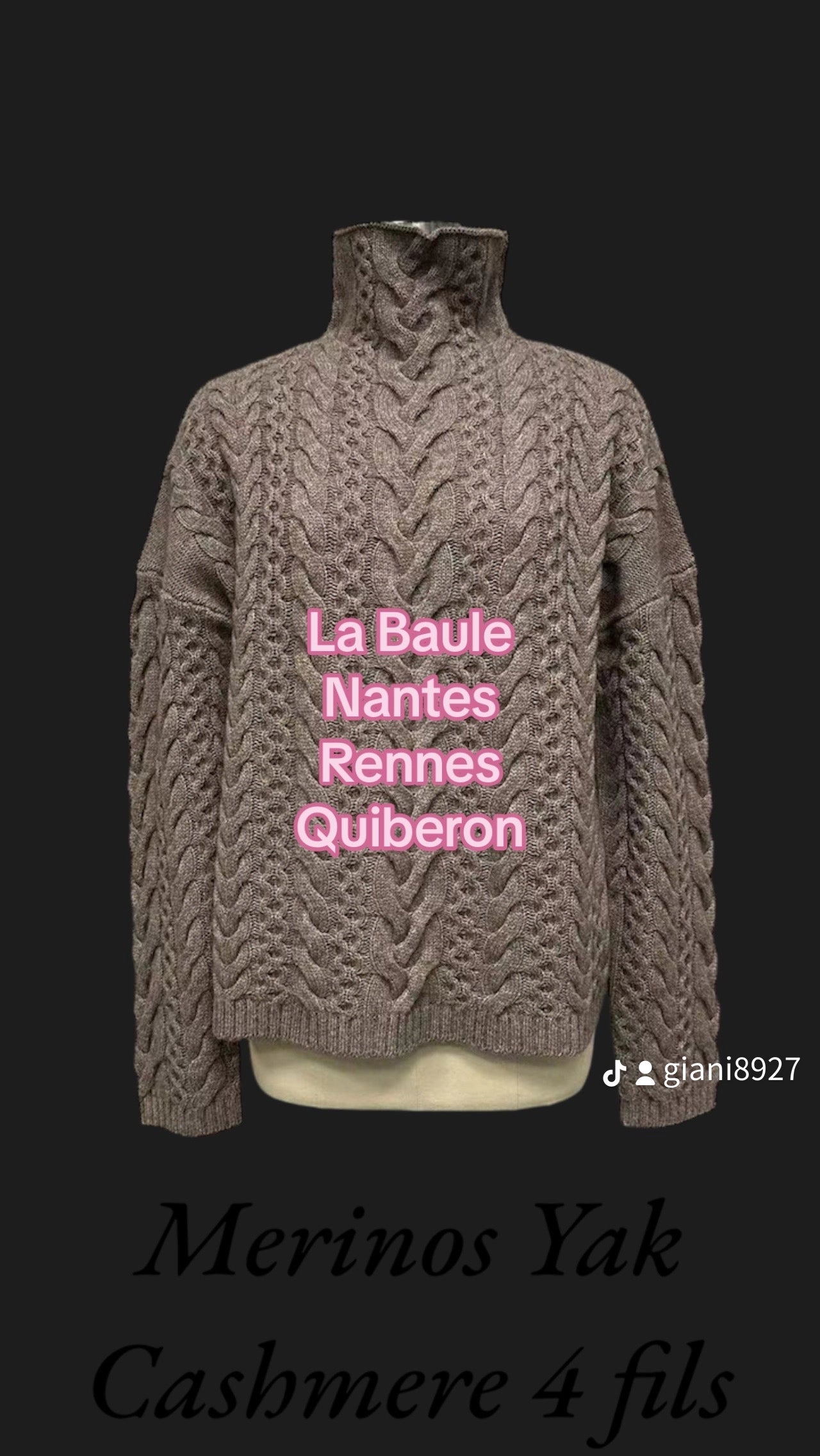 Pull Femme Câble col Haut