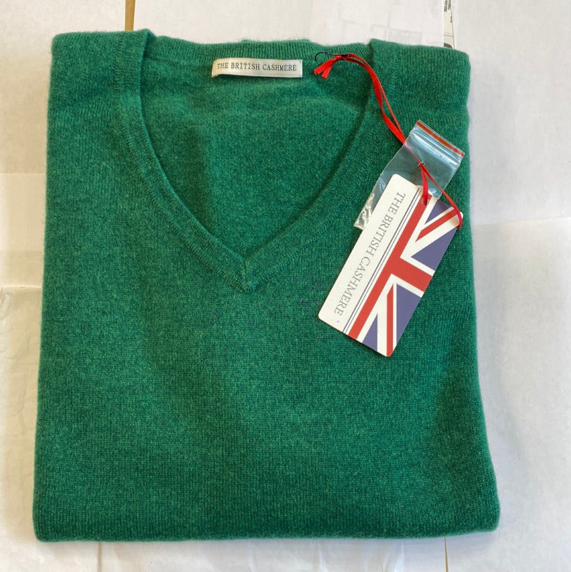 Pull Col V Femme Oversize cachemire vert anglais